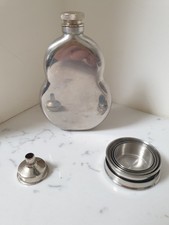 vintage pewter hip flask + Funnel And Cup