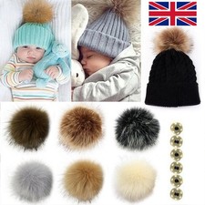 6pcs 12cm Fluffy Faux Fox Fur Pom Poms Ball Pompom for Knitted Hat Beanie Cap UK