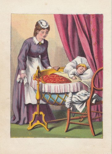 Early nanny with baby sleeping - with,