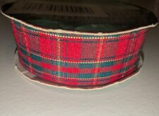 3 Meters of Traditional Tartan Christmas Red And Green Ribbon 25mm Width