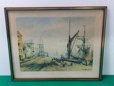Framed Poole Quay Dorset Seascape Print by the Artist Thompson