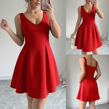Womens Sexy V Neck Swing Dress
