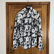 Devil’s Advocate Long Sleeve Black & White Floral Shirt Size XL BNWOT RRP £70 ✅