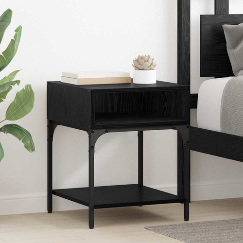Bedside table black - table, oak