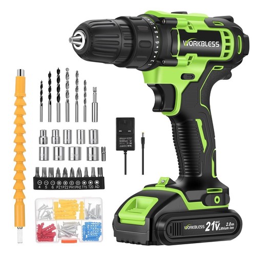 Cordless power drill set - drill, 21v