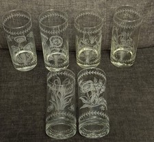Portmeirion Botanic Garden Hi-Ball Glasses x 6 Flower Patterns Lovely Condition