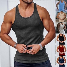 Mens Bodybuilding Tank Tops Muscle Slim Fit Training Workout Gym Fitness Vest 46