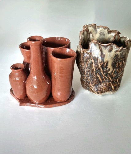 Two studio art ceramic - , pottery