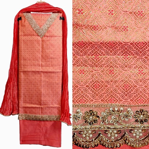 Salmon pink banarasi brocade - salmon,