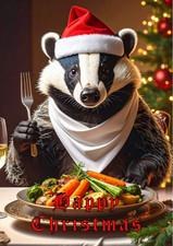 BADGER CHRISTMAS CARD WITH A