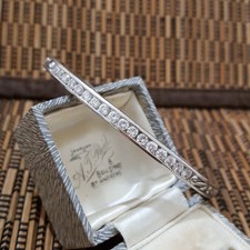 Diamonique Sterling Silver Bracelet, Sparkly Simulated Diamonds Bangle, 7.5"