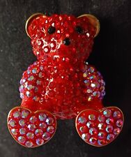Butler And Wilson Teddy Bear Brooch Red Crystals BOXED Collectable Costume