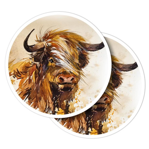 Vinyl stickers highland cow - 2x,