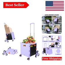 Purple Multi-Wurpose Folding Utility Cart with Stair Climbing Wheels