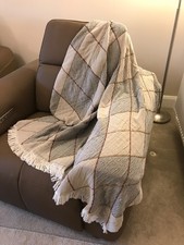 Luxury 100% Cotton Portuguese Furniture Throw Fringed Cover Blanket