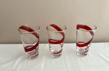 3 unused Murano Glass Tumblers, swirl design, heavy , excellent condition 