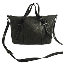 Ted Baker Knotted Handle Black Textured Leather Medium Satchel Crossbody Bag