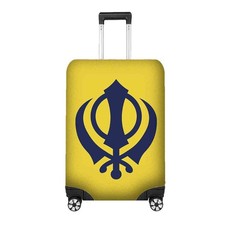 Sikh Khanda Flag Suitcase Cover Travel Gift Stretch Luggage Protector Any Size