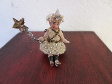 Antique,all bisque,Hertwig,miniature angel doll,German 1 1/2'' or 4cm.in box.