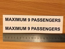 2X Taxi / mini bus Signs- 2 X STICKERS MAXIMUM 9 PASSENGERS