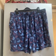 Mens Leaf Pattern Casual Shorts Navy Mix From M&S Autograph Size XL 