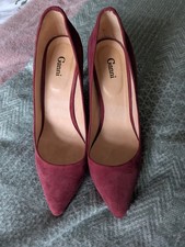 Ganni Wine Burgundy Suede Court Pumps  Size 39 UK 6 High Heels