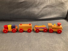 Vintage wooden pull along train and wagons