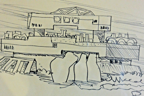 Paolo soleri signed drawing - paolo,