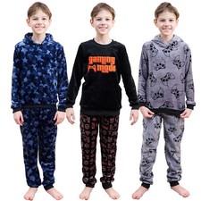 Boys Fleece Pyjamas Supersoft Cosy Set Thick Fleece Gaming Nightwear 4-13 Years