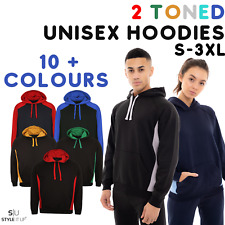 Adults Mens Ladies Unisex Team Hoodie 2 Toned Pullover Hooded Sweatshirt Jumper