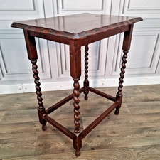 Antique Vintage Oak Barley Twist Hall Table Lamp Side Console - Solid Wood Retro