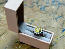 Ring Yellow Diamonique  Set in Sterling Silver 925  Posy Ring   Size K -  (M4MV)