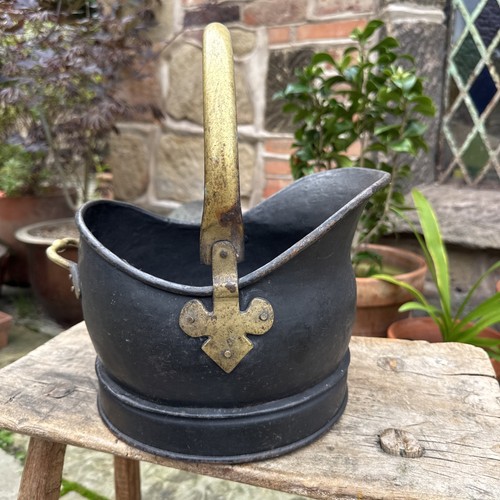 Black metal coal scuttle - metal,