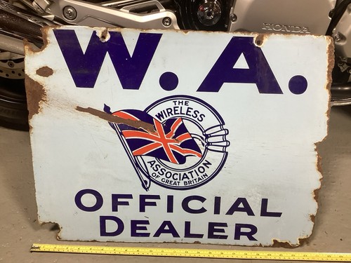 Old enamel sign - old, wireless