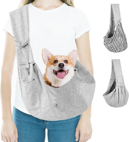 Dog sling carrier - grey,