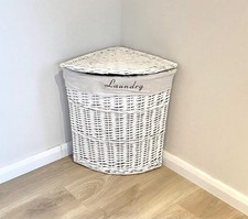 White Wicker Corner Laundry