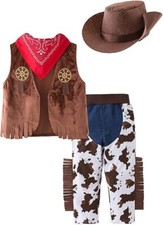 Brown Cosplay Cowboy Children 4-Piece Boy Costume Outfit - Size 6M-4T