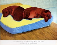 David Hockney dachsund-dog-43-Museum-90's Exhibition Poster Modern Postcard