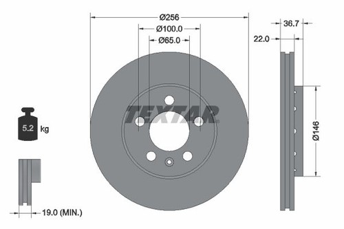 Brake disc textar 92082205 - textar,