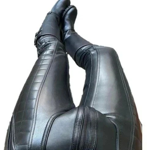 Men genuine leather pants - men's,