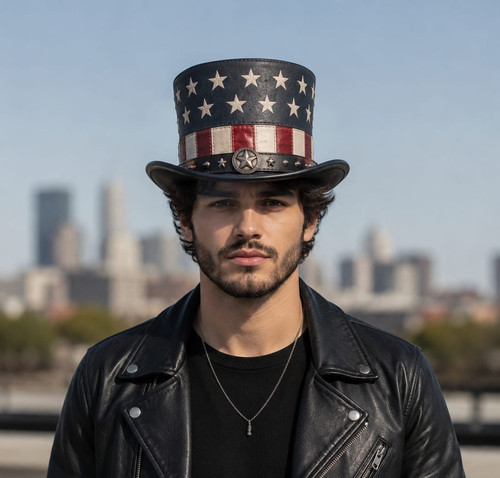 Patriotic leather top - top, hat