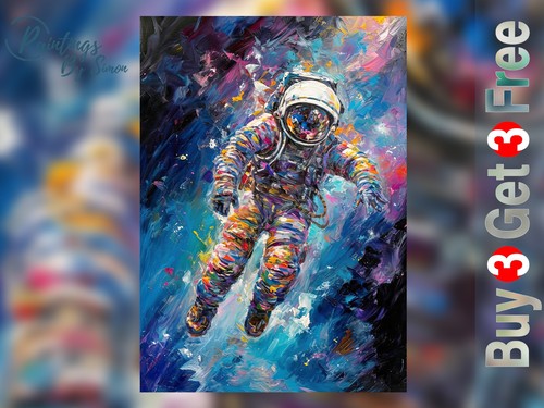 Astronaut space impasto oil - astronaut,