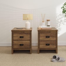 Pair of Oak 2 Drawer Bedside