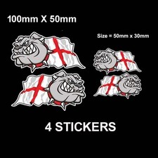 4 x HANDED PAIR BRITISH BULLDOG ENGLAND ST GEORGES CROSS FLAG VINYL CAR STICKER