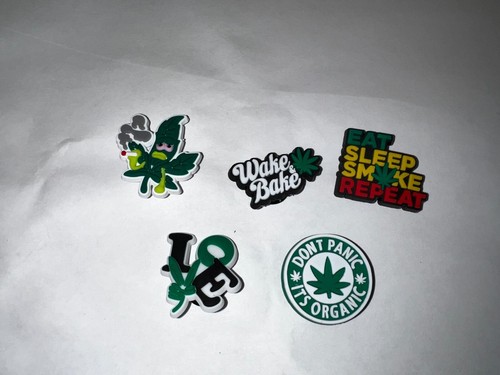 5pc weed smoke shoe charms - weed,