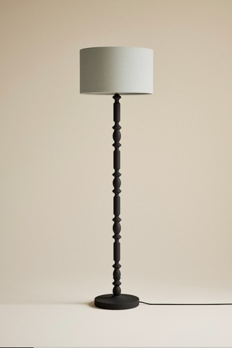Wooden bobbin floor lamp - wooden,