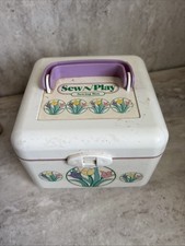 Vintage Sew-n-Play Sewing Box for Kids Purple Tray and Handle Tulips 1989
