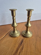 Small Brass Candlestick Pair Vintage Antique Candle Holder Miniature 10cm Tall