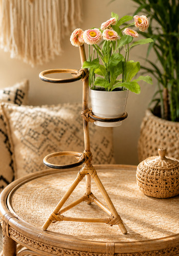 Bamboo plant stand - plant, pot