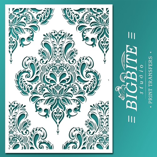 Shabby chic stencil - shabby, damask